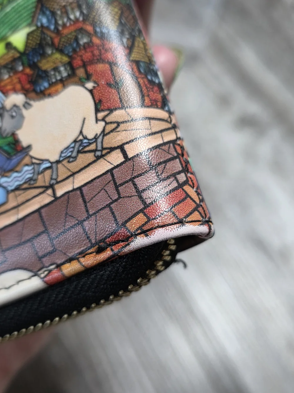 Loungefly Disney Belle & Beast Stained Glass 5 Slot Mini Zip Around Wallet